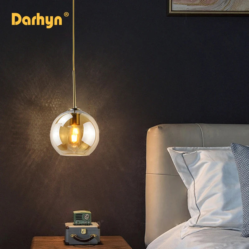 lampe suspendue en verre design moderne pour loft - vue 5 sur 12