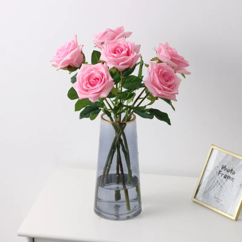 fleurs de roses artificielles en latex pour décoration élégante - vue 4 sur 11