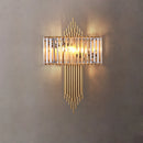 Design-Wandleuchte aus Kristall und goldfarbenem Edelstahl