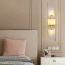 Moderne Wandleuchte mit zwei Köpfen aus goldfarbenem Kristall LED