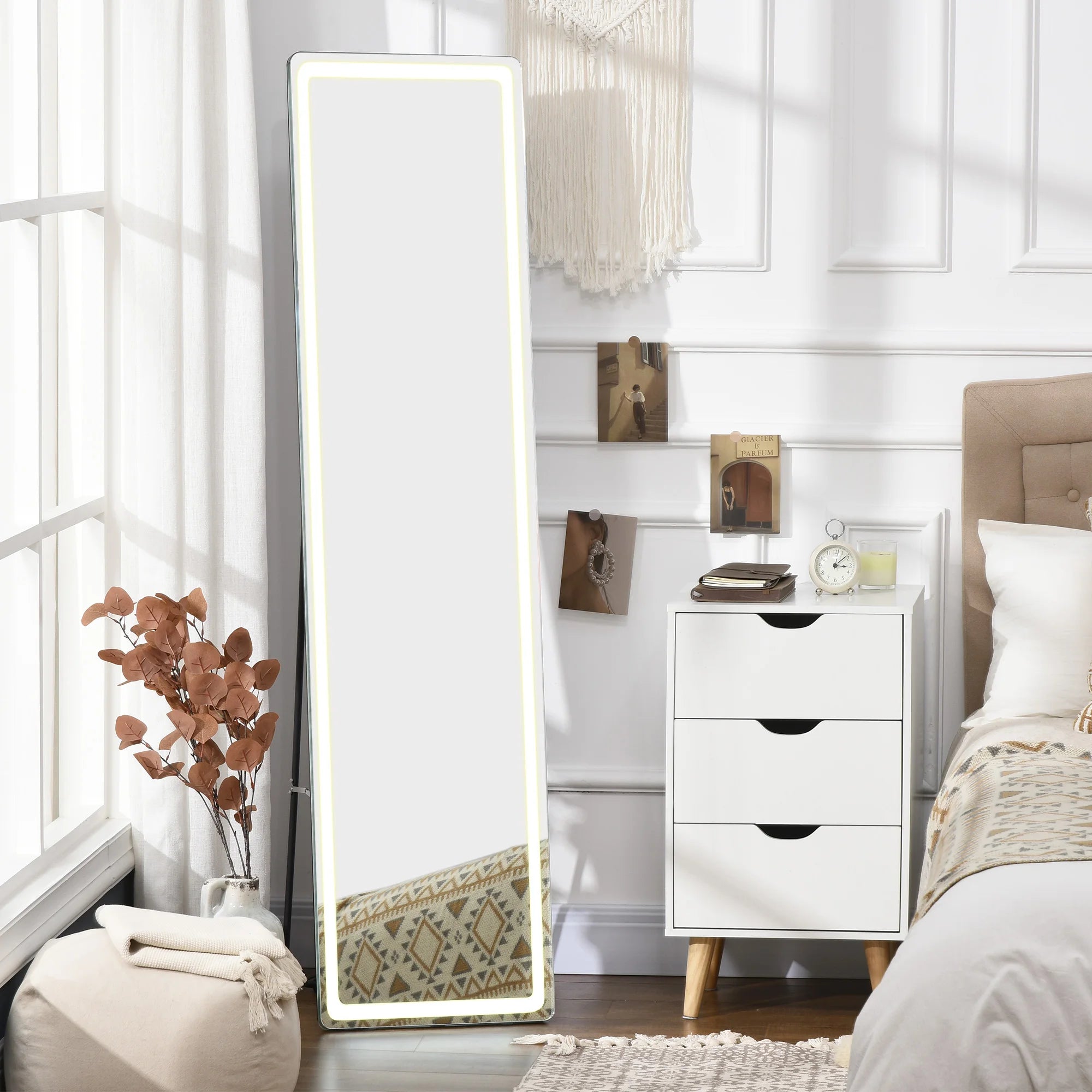HOMCOM wall mirror full body standing mirror with LED lights 40x37x157,5 cm