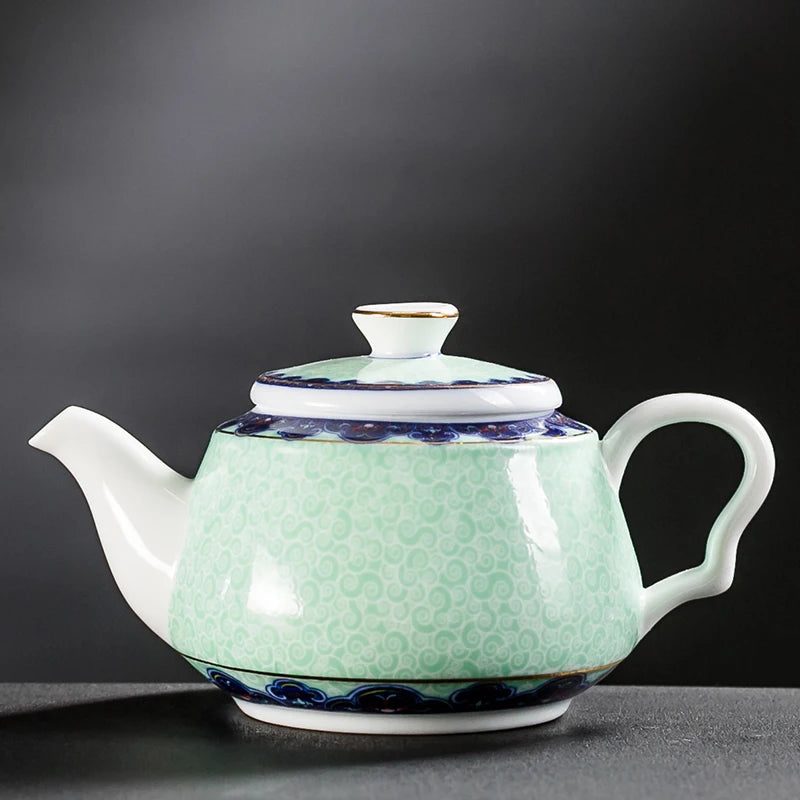 Théière chinoise traditionnelle porcelaine motifs artisanale portable
