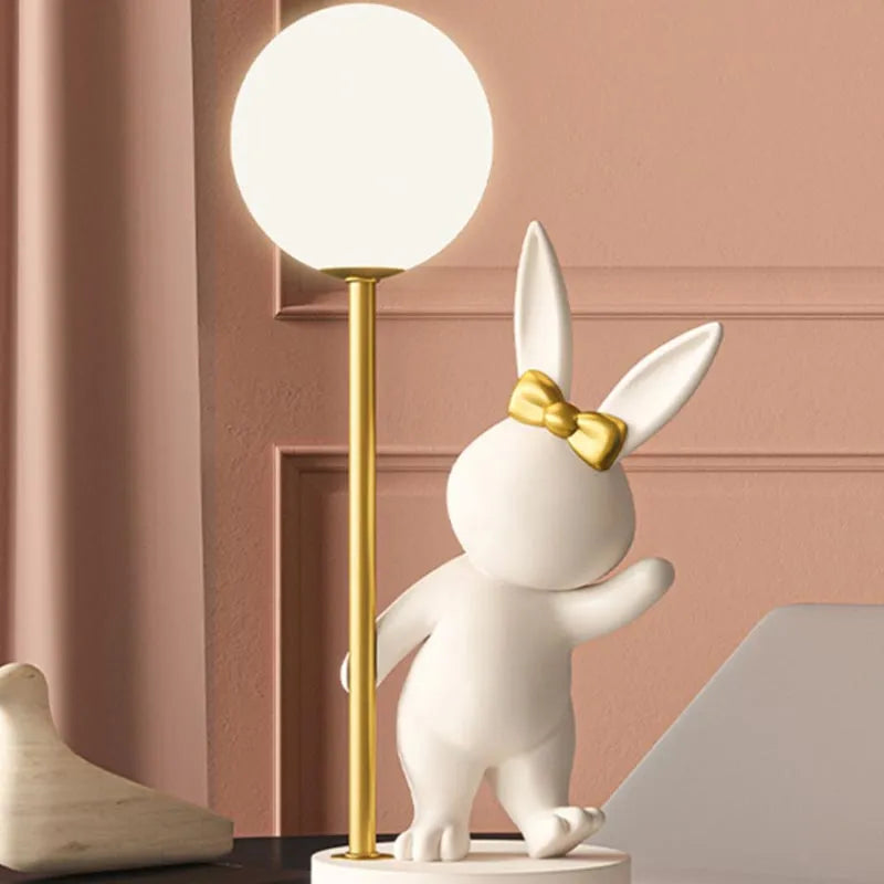 Lampe de Table en forme de lapin rose nordique - vue 6 sur 16
