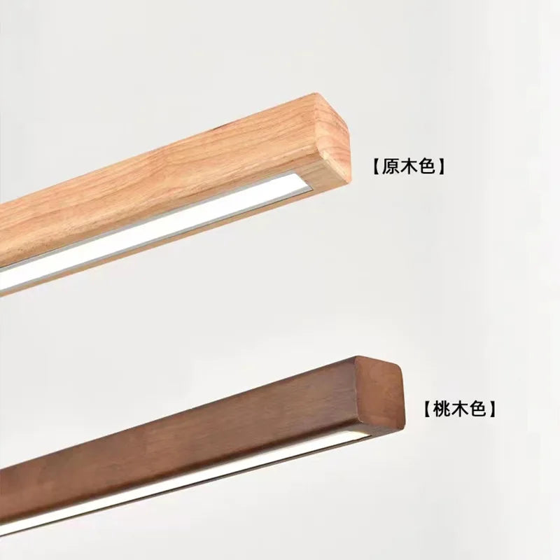lustre rétro en bois de noyer avec bande longue pour loft - vue 7 sur 16