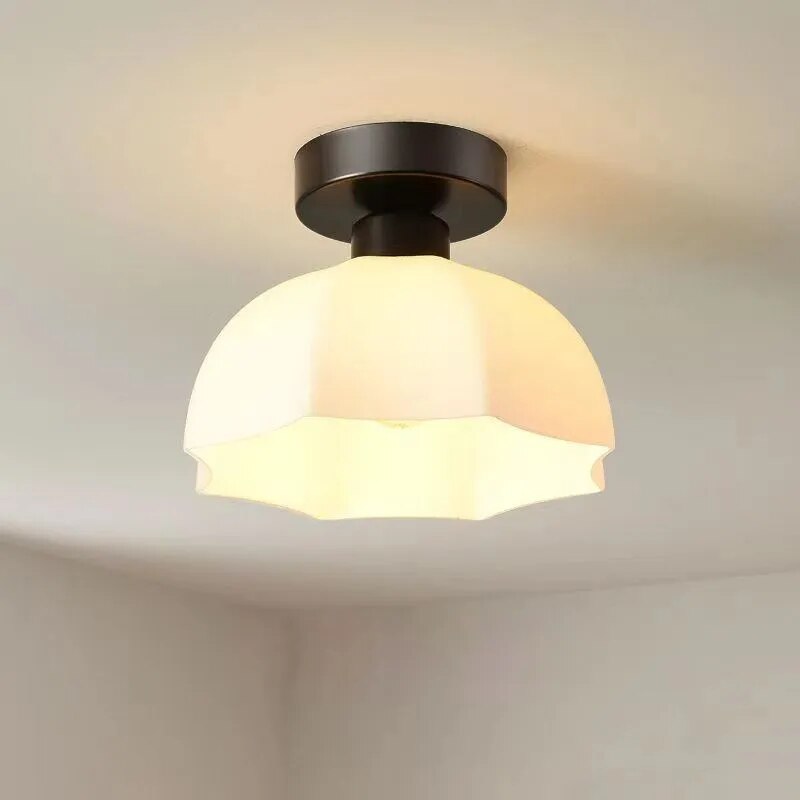 Plafonnier LED en céramique et verre crème