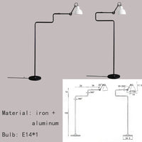 lampadaire rotatif à bras long en métal pour lecture et bureau