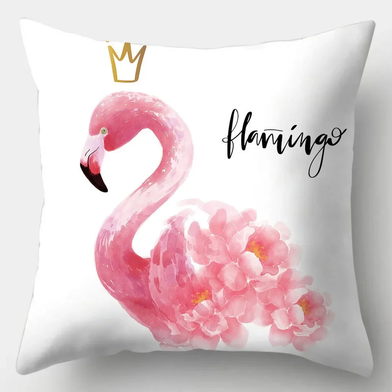 housse de coussin flamant rose tropical 45 cm x 45 cm décoratif