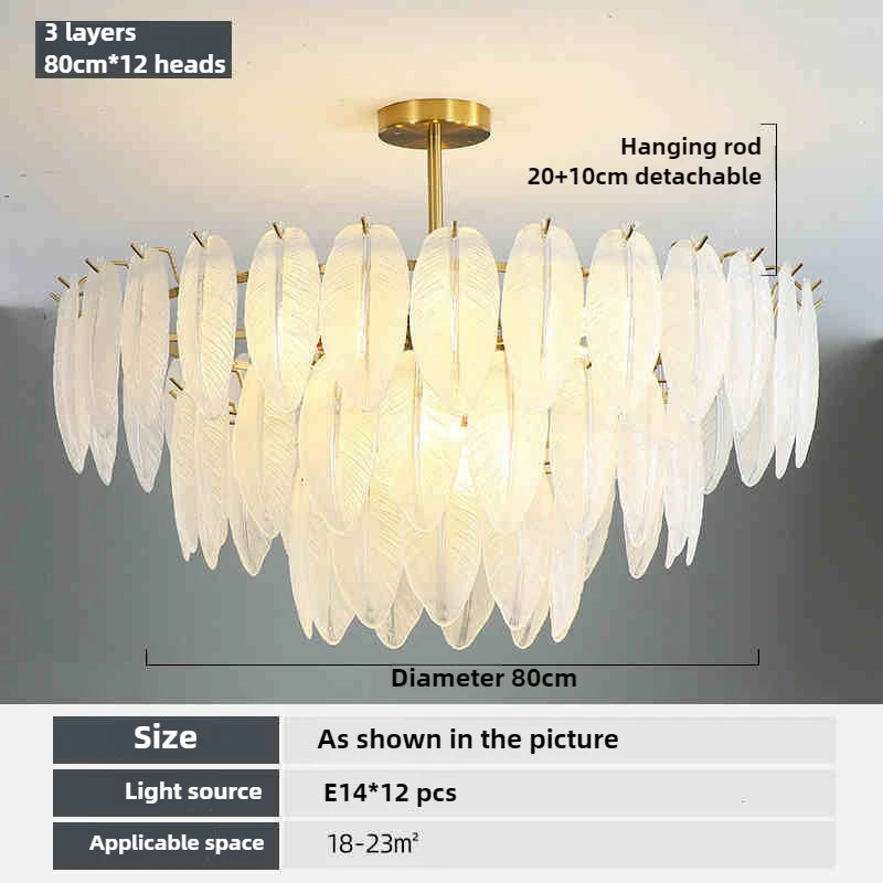 Kreative Pendelleuchte aus Glasfedern für moderne minimalistische Dekoration
