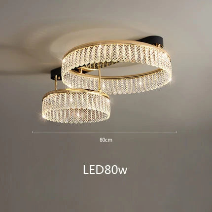 Luxuriöser LED-Kronleuchter aus Kristall mit runden Ringen