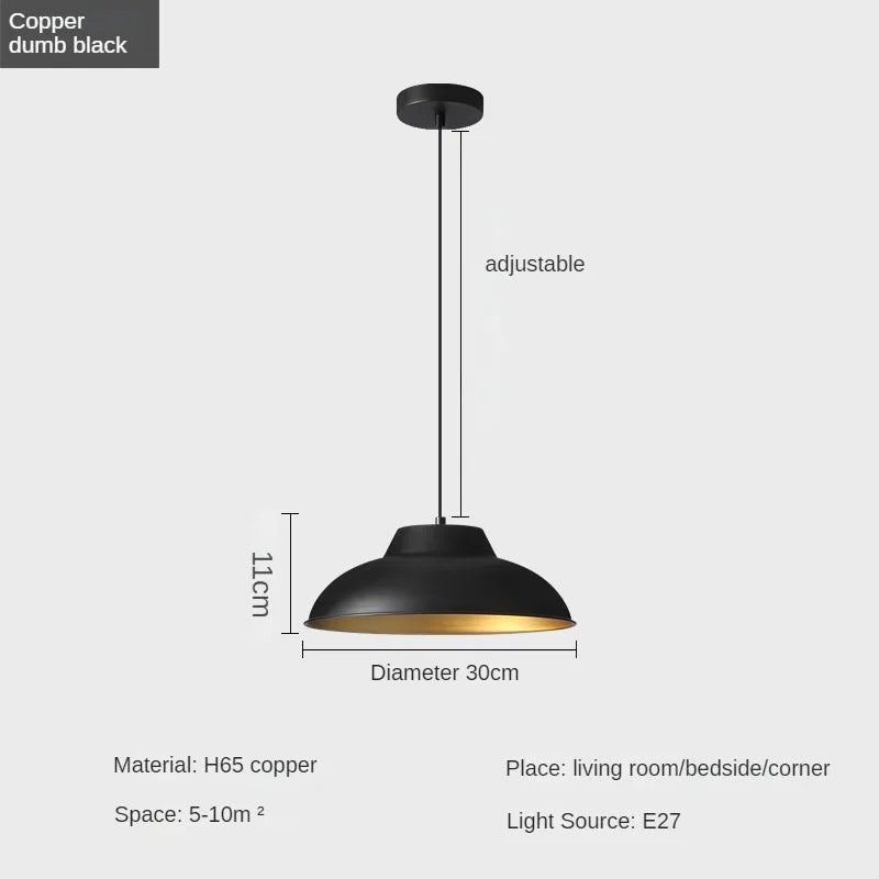 Modern and Minimalist Master Bedroom Bedside Pendant Light, Personalized and Luxurious All Copper Walnut Bar Hanging Line Light - vue 9 sur 10