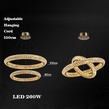 lustre en cristal doré design moderne pour intérieur élégant