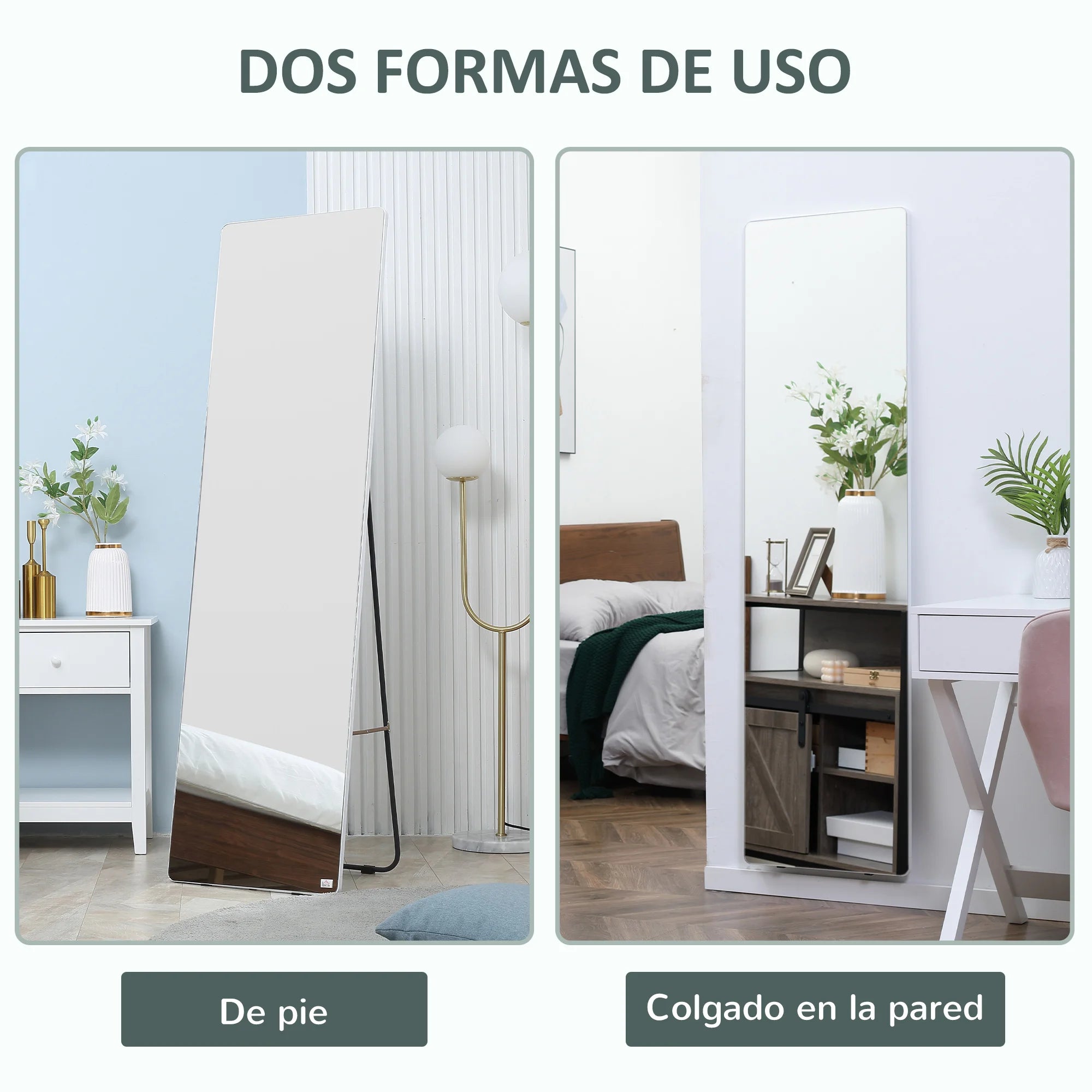 HOMCOM full body floor mirror 45x37x158,5 cm for living room bedroom - vue 5 sur 7