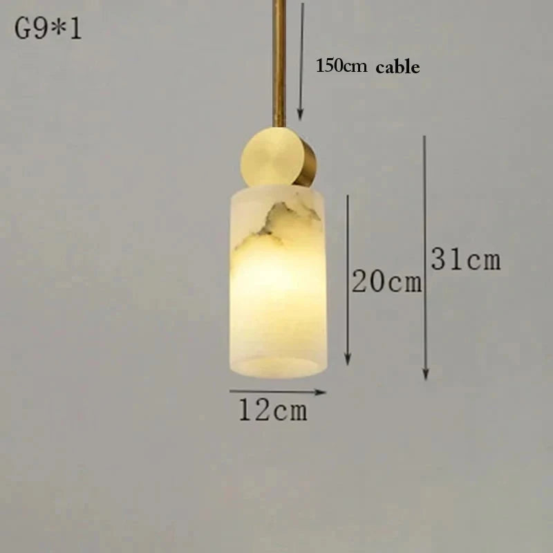 Nordische Pendelleuchte aus Marmor und Kupfer mit LED-Beleuchtung - vue 9 sur 10