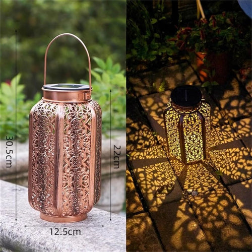 Solarlaterne LED mit Retro-Muster für Außen Garten Patio - vue 2 sur 7