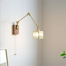Retro-Wandleuchte mit schwenkbarem Arm und Glas-Lampenschirm