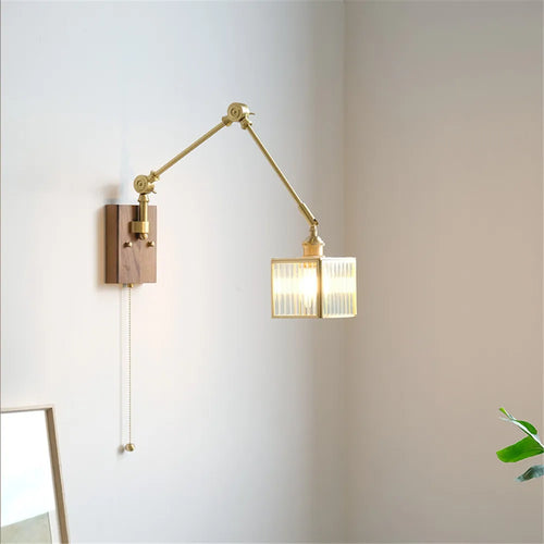 Retro-Wandleuchte mit schwenkbarem Arm und Glas-Lampenschirm - vue 4 sur 9