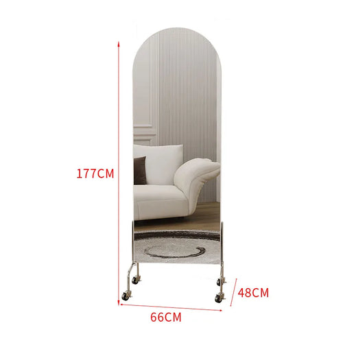Adjustable solid wood full body mirror, magazine bookshelf mirror, floor standing retro with wheel fitting mirror - vue 12 sur 18