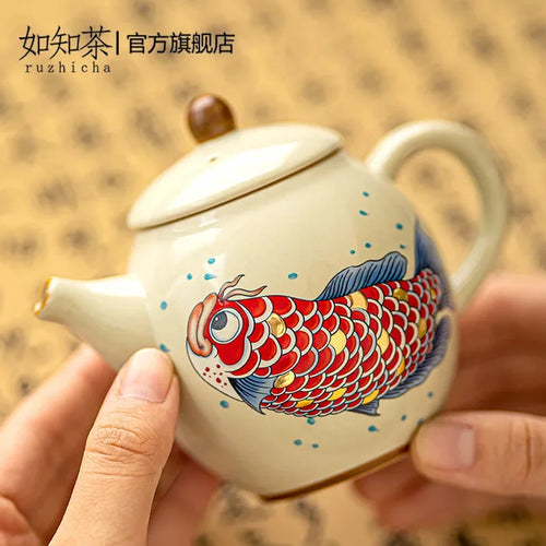 theiere kung fu ceramique motif arowana style retro