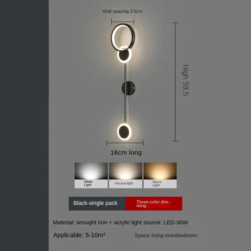 Nordic minimalist living room background wall light, modern creative corridor hallway light, bedroom bedside decorative light - vue 8 sur 13