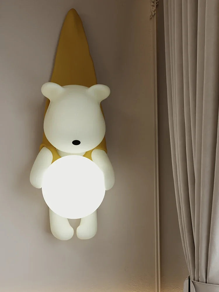 applique murale Style crème résine ours nordique LED salon chambre enfants chambre moderne créatif décor à la maison - vue 5 sur 8