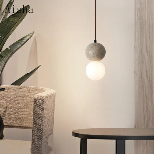 Pendelleuchte aus Höhlenstein im Retro-Nordic-Design für Restaurants - vue 5 sur 9