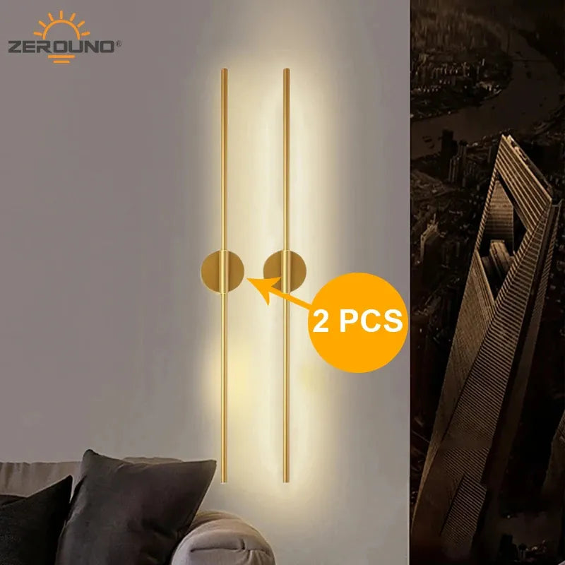Une paire applique murale LED lampe moderne or applique murale LED applique salon décor à la maison applique murale pour escalier couloir 60/100 cm 2 pièces - vue 2 sur 10
