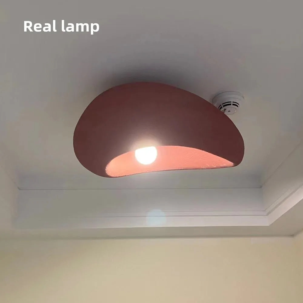 Nordic minimalist Wabi Sabi E27 Led Ceiling Light Modern Japanese Cream style bedroom ceiling light gloss decorative luminaire - vue 5 sur 12