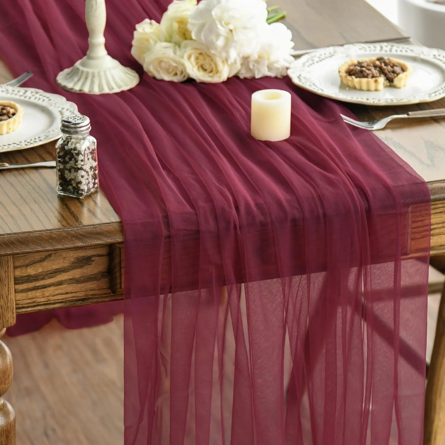 Chemin de table gaze transparente decoration mariage fete