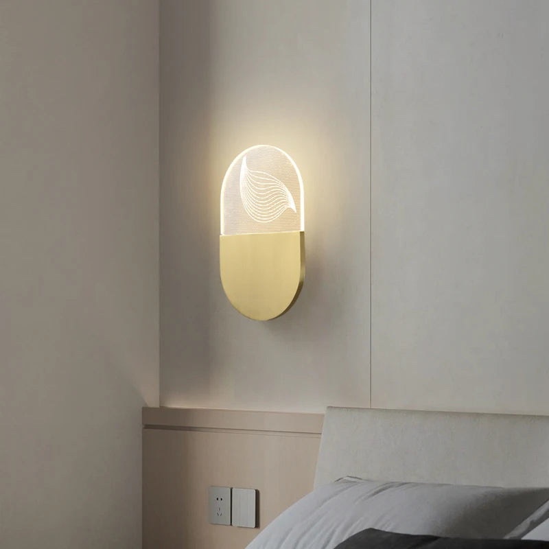 Applique murale led minimaliste en cuivre pour intérieur élégant