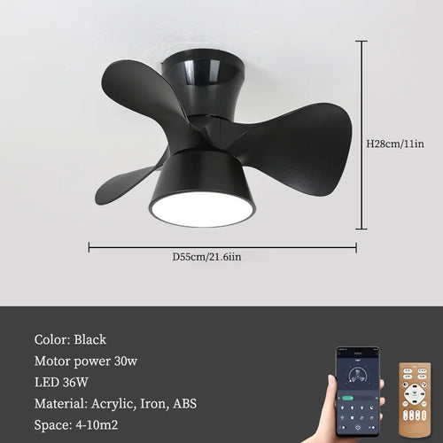 Moderner LED-Kronleuchter mit Deckenventilator für den Innenbereich - vue 9 sur 10