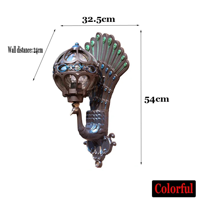 Wandleuchte Europäischer Retro-Stil Pfau LED Hotel Kunst Balkon Villa Eingang Innen-/Außenbereich
