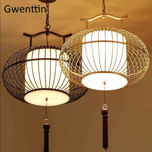 LED-Pendelleuchte im chinesischen Stil für moderne Wohnräume - vue 2 sur 8