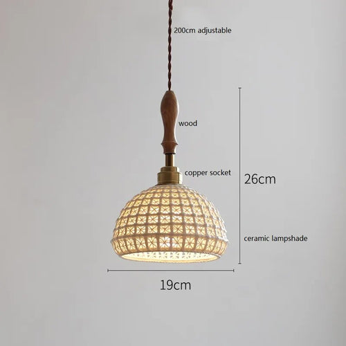 Design-Pendelleuchte LED Schmetterling Keramik und Holz - vue 11 sur 30