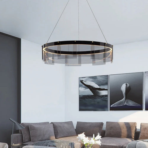 Moderne Glasspendelleuchte für elegantes und minimalistisches Licht - vue 2 sur 9