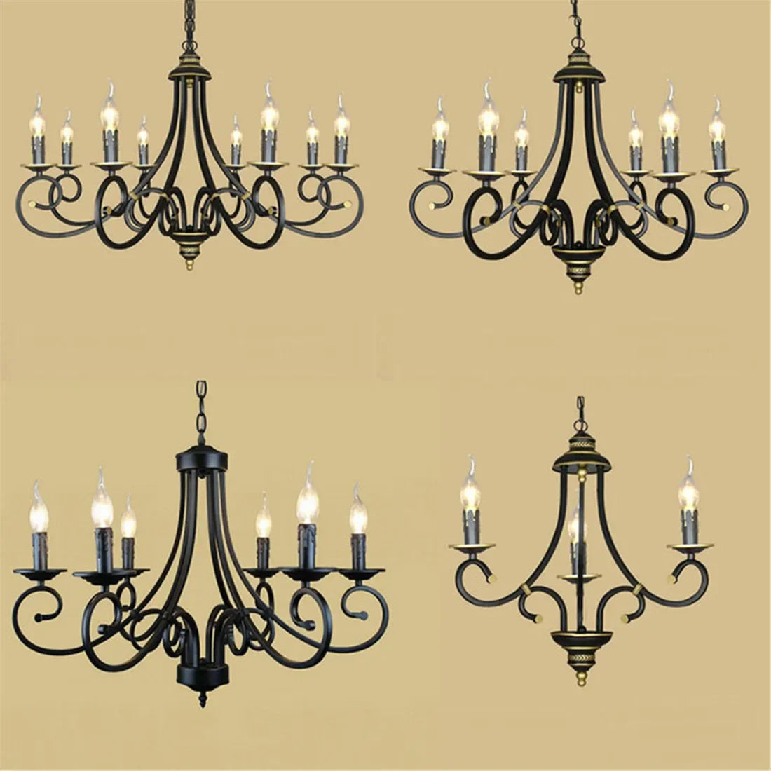 lustre rétro européen créatif en fer pour décoration intérieure - vue 4 sur 11