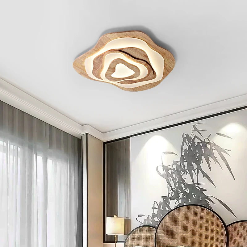 Plafonnier Chinois Zen en bois nuage acrylique LED - vue 4 sur 11