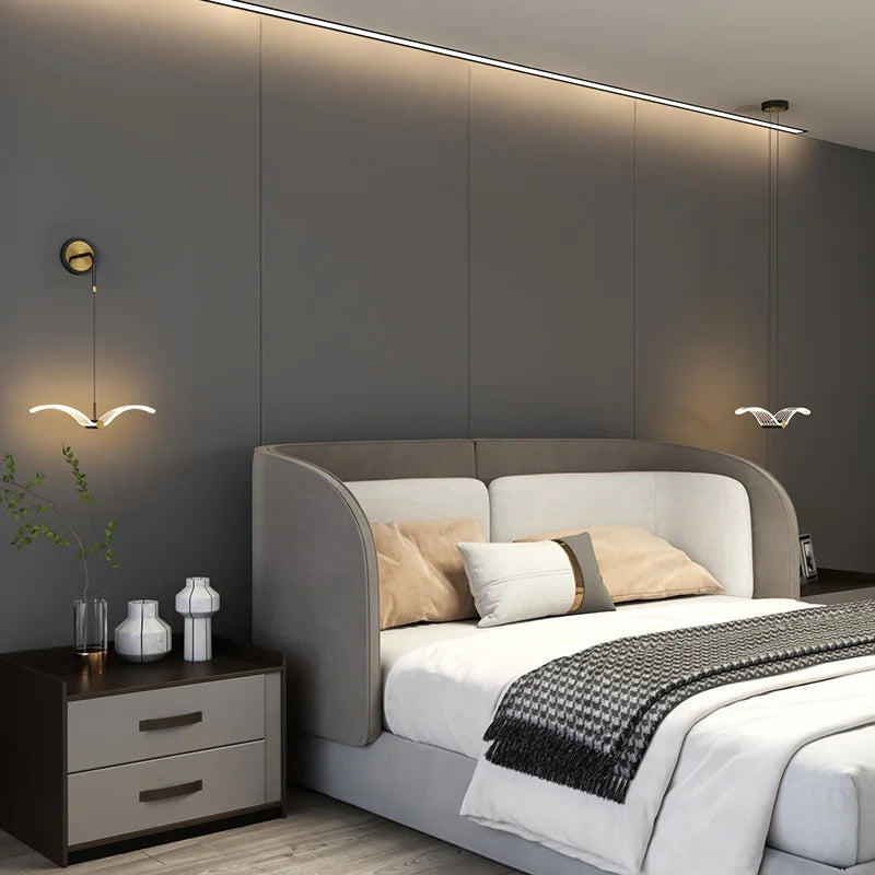 applique murale led créative mouette nordique éclairage allée - vue 4 sur 8
