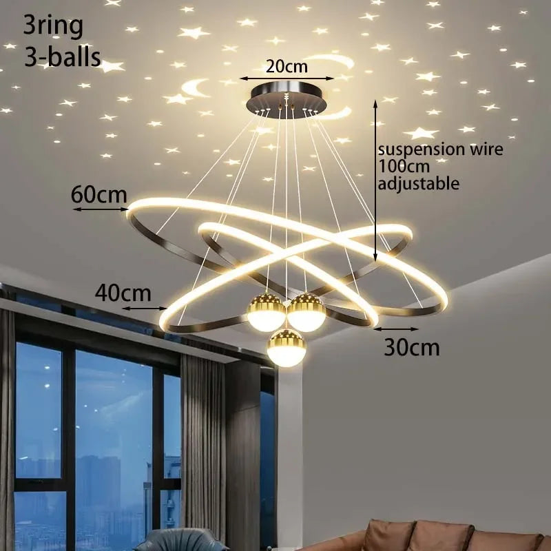 lustre led moderne ciel étoilé pour décoration intérieure - vue 8 sur 14