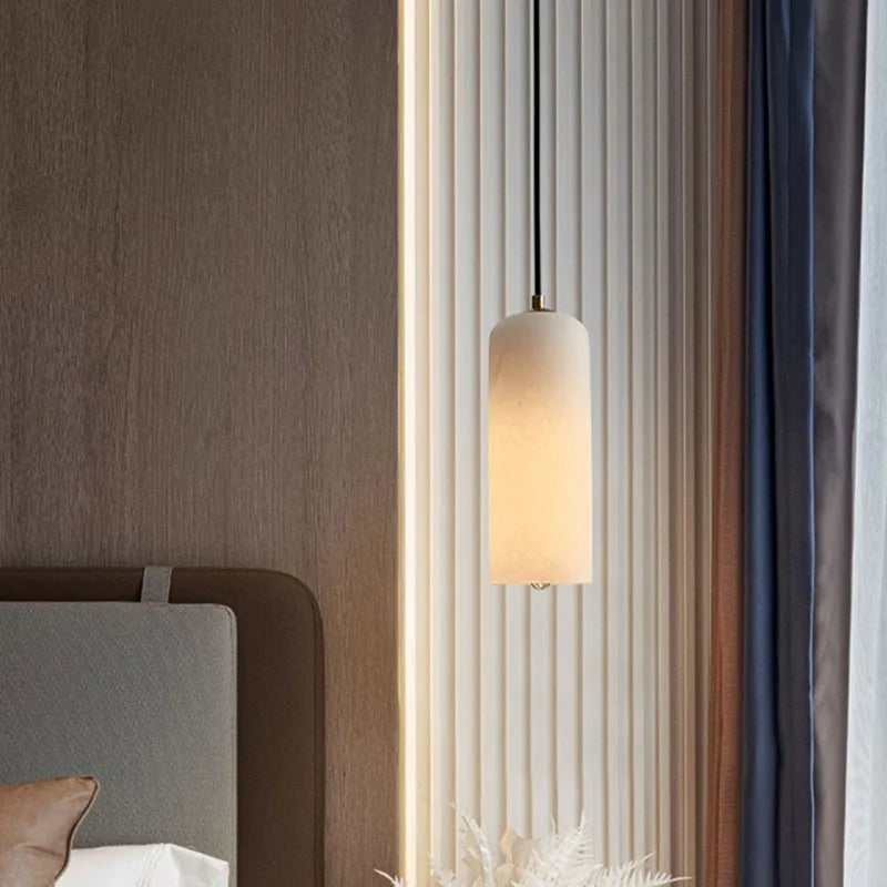 lustre naturan en marbre avec ampoule cuivre pour éclairage simple - vue 4 sur 7