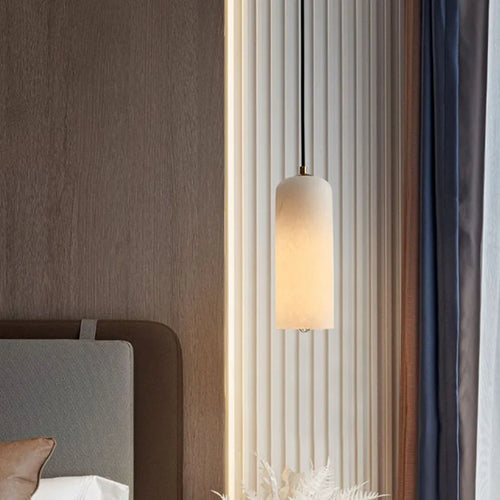 Kronleuchter aus Marmor mit Kupfer-Leuchtmittel für elegantes Licht - vue 3 sur 7