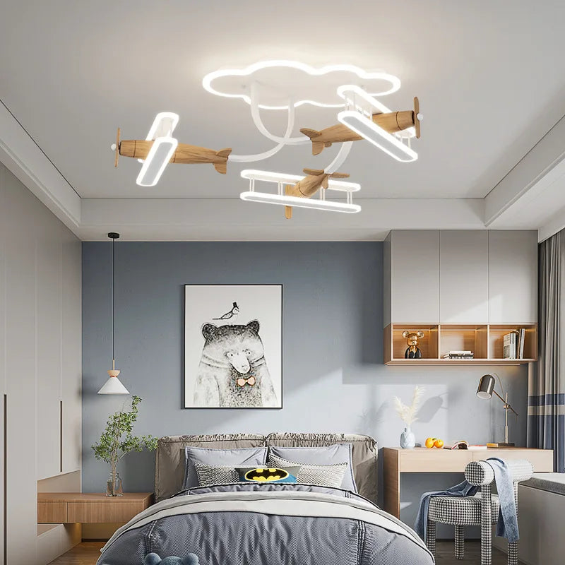 Plafonnier avion télécommande chambre enfants - vue 3 sur 10