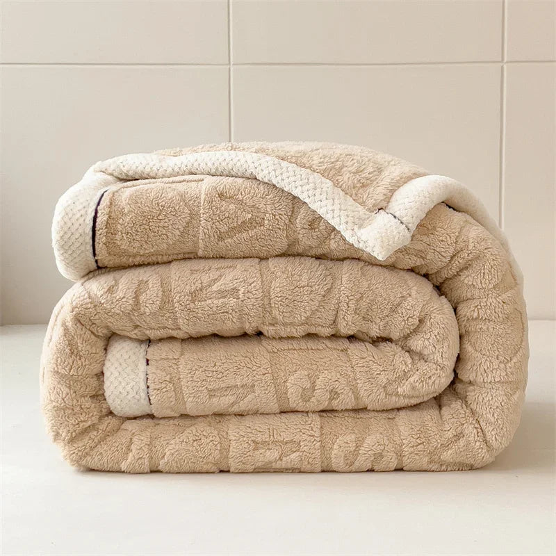 plaid polaire épais motif coeur hiver canapé lit - vue 6 sur 6
