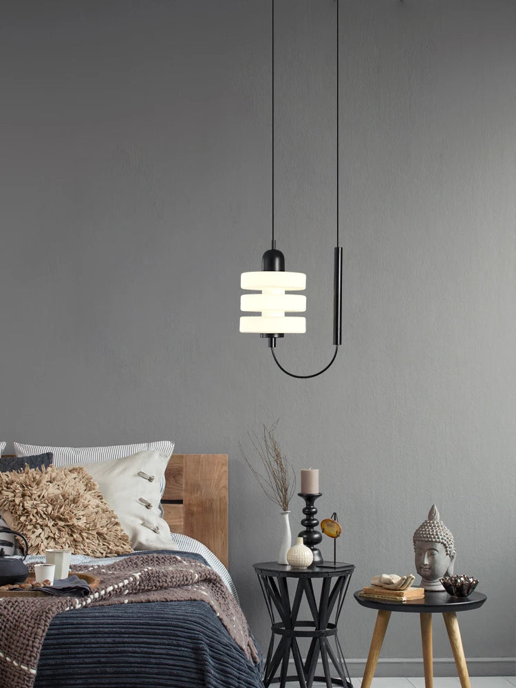 Kronleuchter aus schwarzem und weißem Glas modernes elegantes Design - vue 4 sur 7