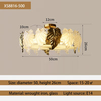 LED-Deckenleuchte im französischen Vintage-Design mit Glasblättern