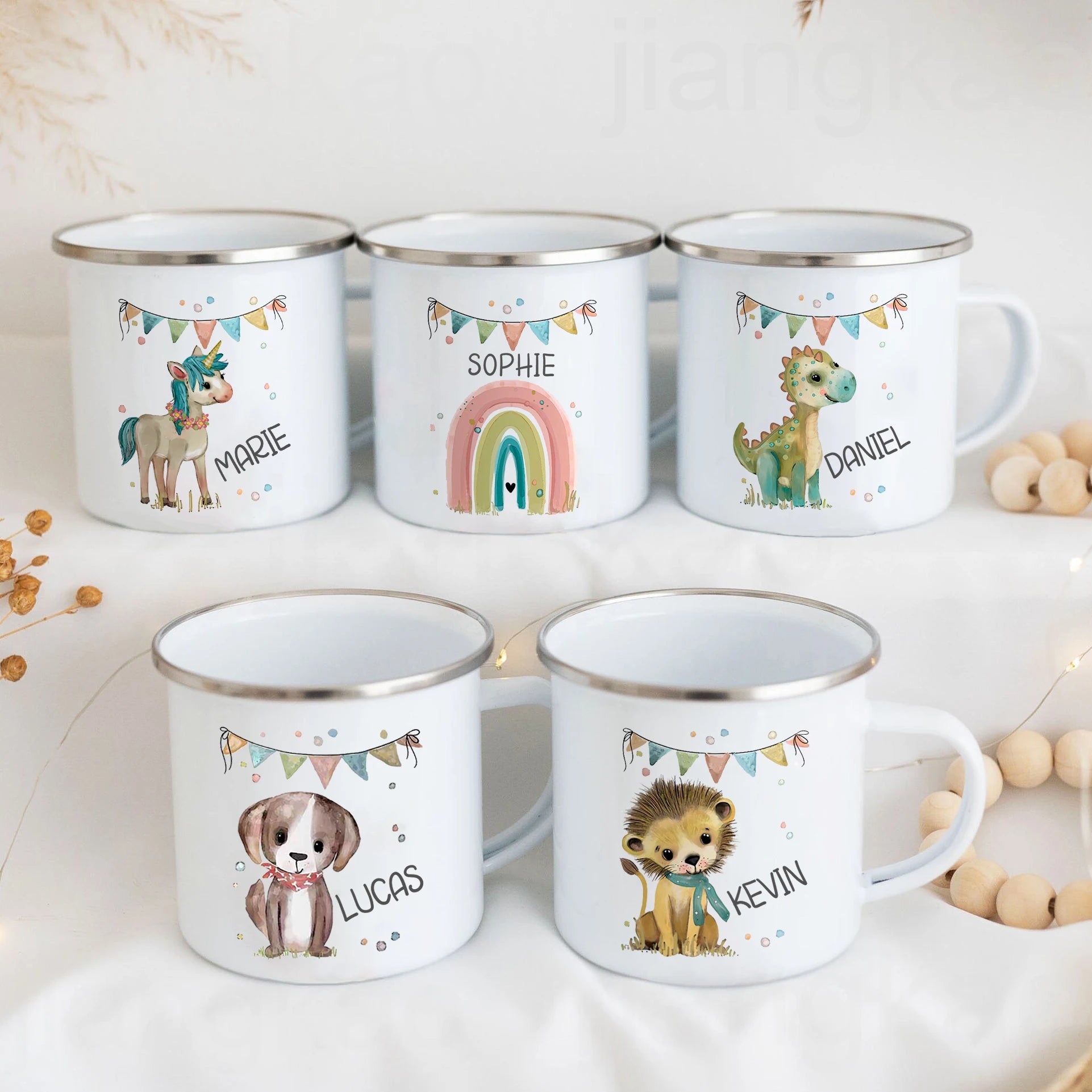 Mug enfant personnalisé animal cartoon émail avec anse - vue 2 sur 7