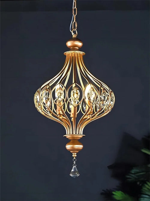 Vintage-Kristall-Pendelleuchte für einen eleganten Retro-Stil - vue 3 sur 9