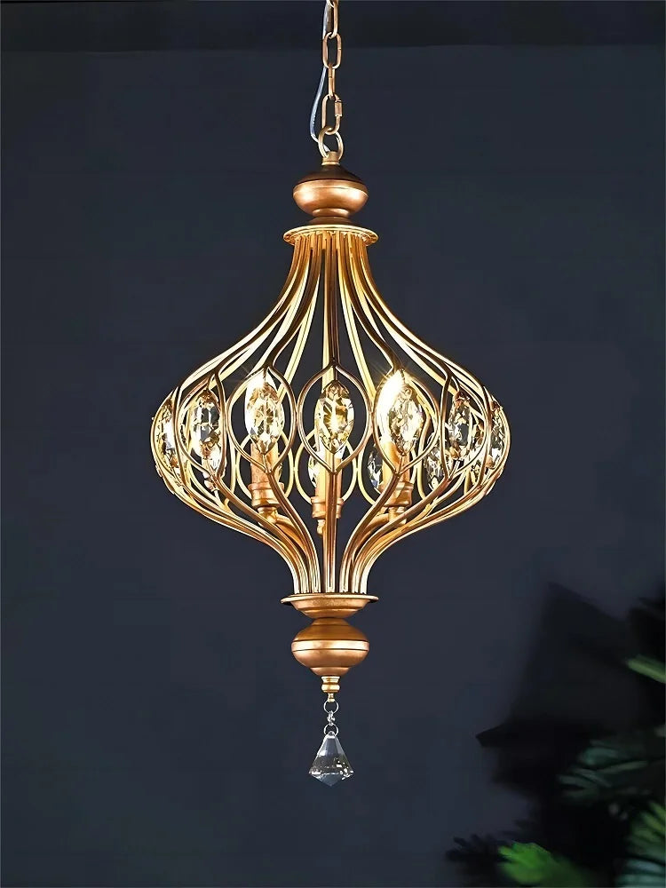 Vintage-Kristall-Pendelleuchte für einen eleganten Retro-Stil - vue 2 sur 9