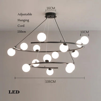 lustre créatif en fer et verre tendance pour décoration intérieure - vue 12 sur 16
