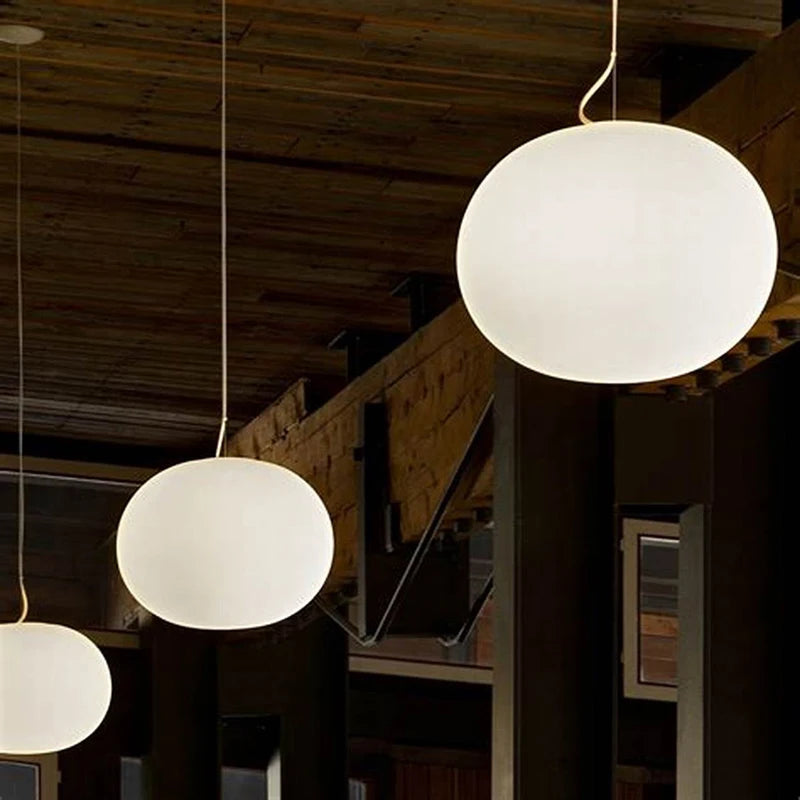 suspension ovale moderne en verre pour hôtel restaurant - vue 6 sur 8