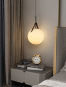 suspension boule de verre en cuir de luxe moderne